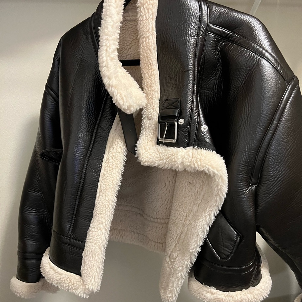 Zara Sherpa faux leather coat